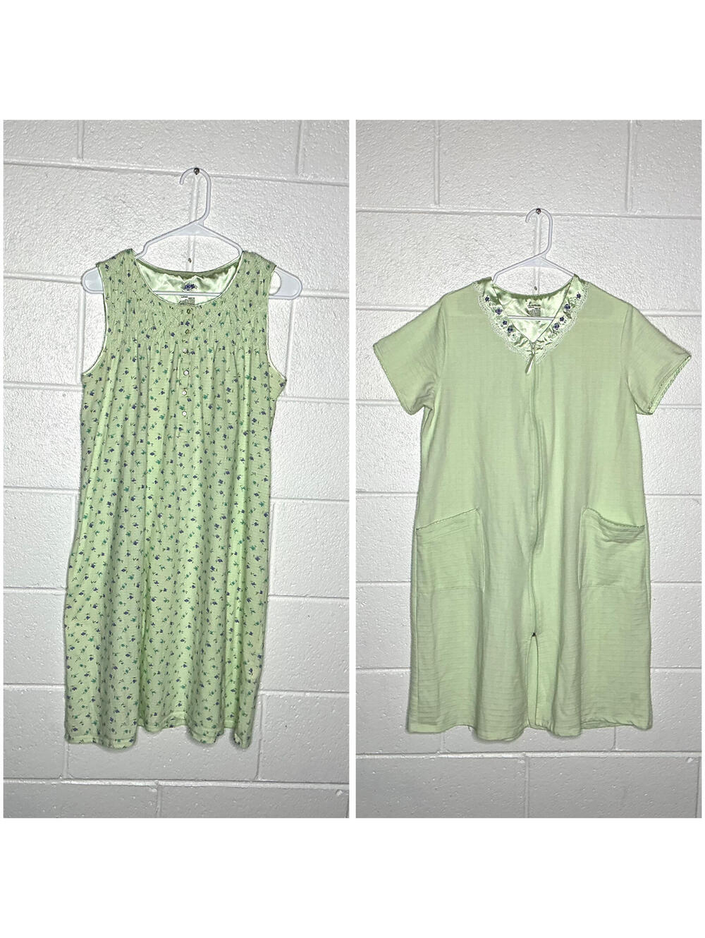 Vintage Secret Treasures Ditsy Green Floral Pattern Nightgown Set